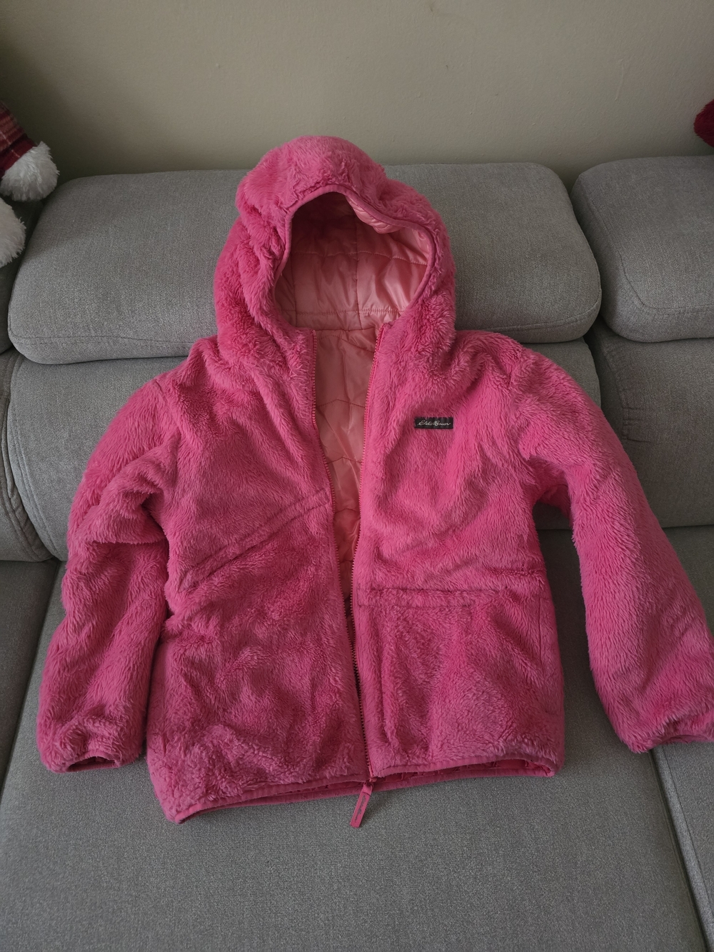 Kids Pink Ombre Hooded Puffer Jacket - Picture 2 of 2